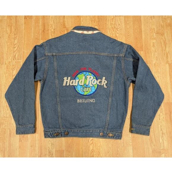 SAVE THE PLANET HARD ROCK CAFE SAVE THE PLANET BEIJING JEAN JACKET SIZE SMALL - Picture 1 of 10